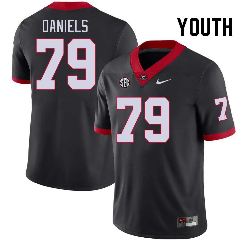 Youth #79 Nyier Daniels Georgia Bulldogs College Football Jerseys Stitched-Black